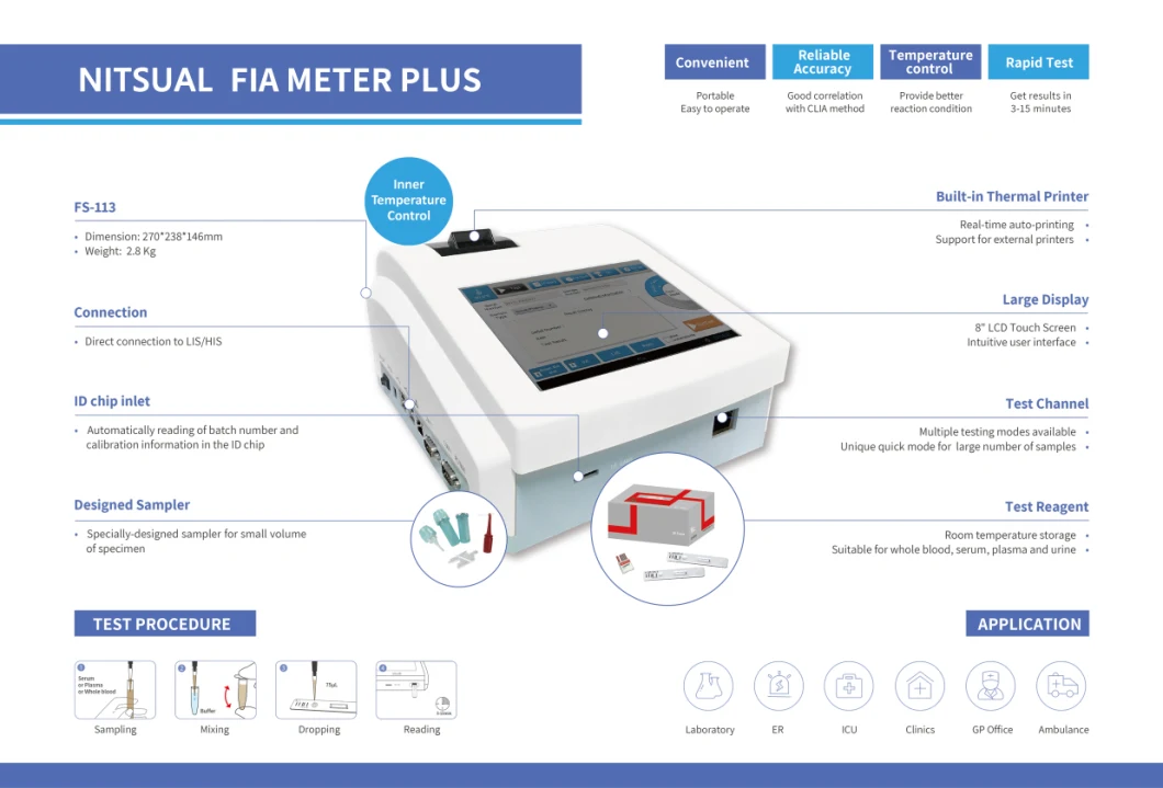 Hormone Analyzer Machine Immunofluorescence Analyzer Hba1c Tsh Fsh Ctni Psa Analysis Machine Finecare Fia Analyzer