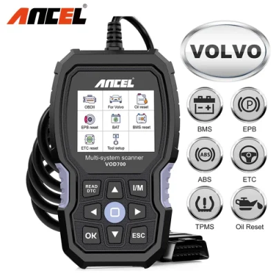 Ancel VOD700 OBD2 スキャナー ボルボ用、車コードリーダー、診断スキャンツール、ABS ブリード、オイル注入など、BMS、Epb、TPMS、DPF リセット